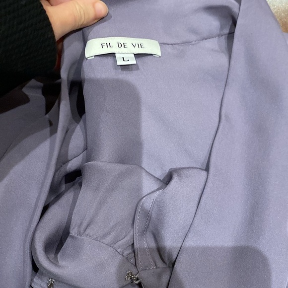 Fil de Vie / Silk Pamona Blouse tie neck flowy top large L - Picture 6 of 8